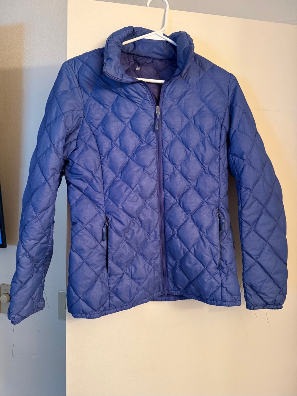 Electric Cobalt Blue Diamond Quilted Lightweight Puffer Jacket